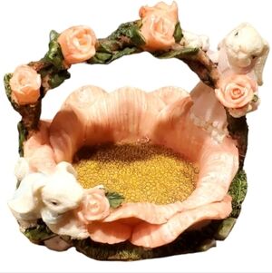 Vintage K's Collection Easter Basket with Bunnies and Roses